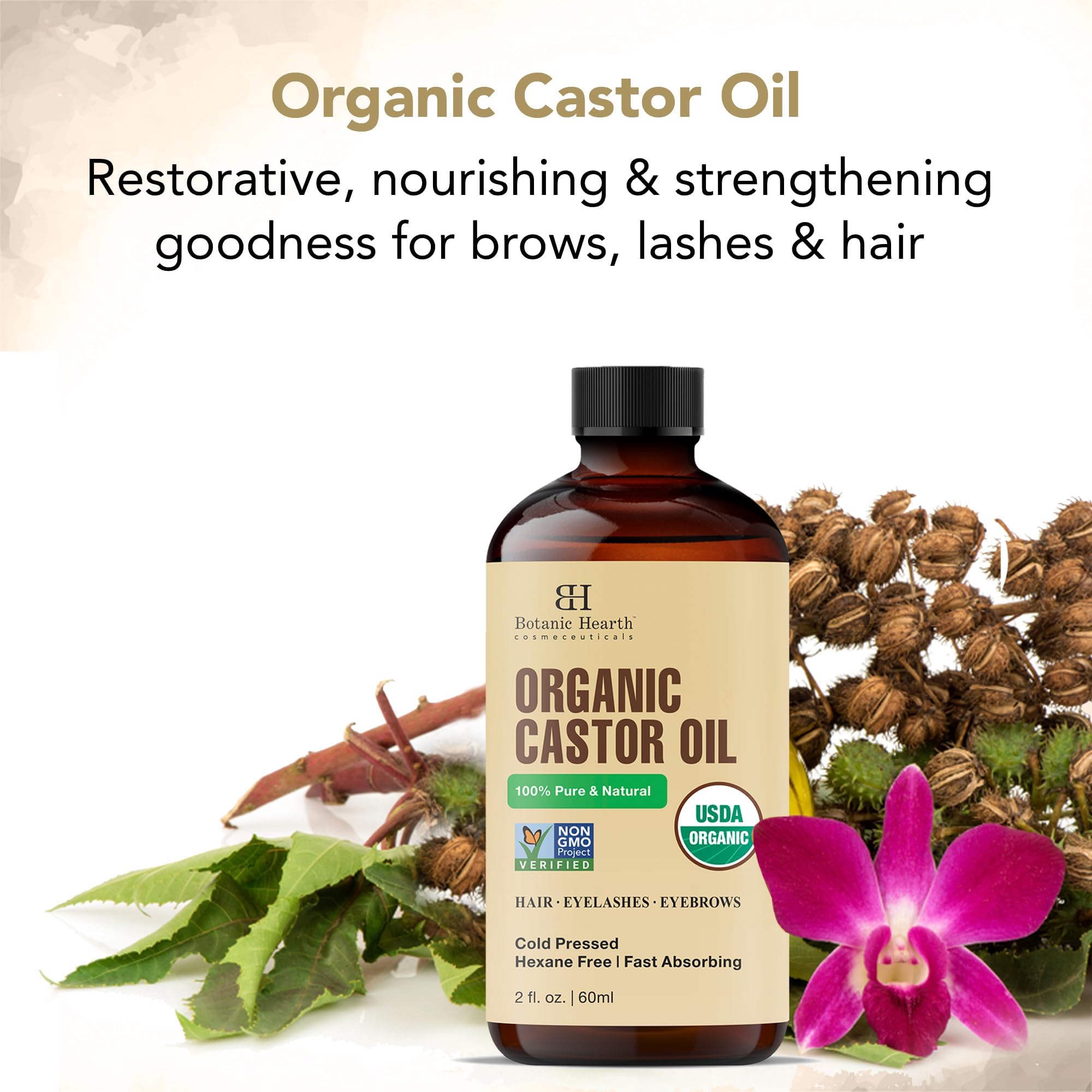 Botanic Hearth Castor Oil, 2 Fl Oz (60 ml), Cold Pressed, Hexane Free, 100% Natural - Image 2