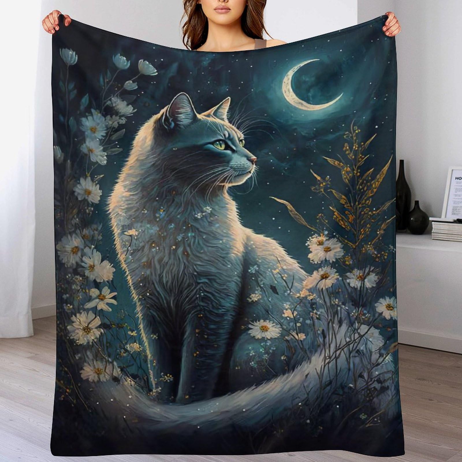Manta de gato para combatir el frío en el sofá tejido franela confortable