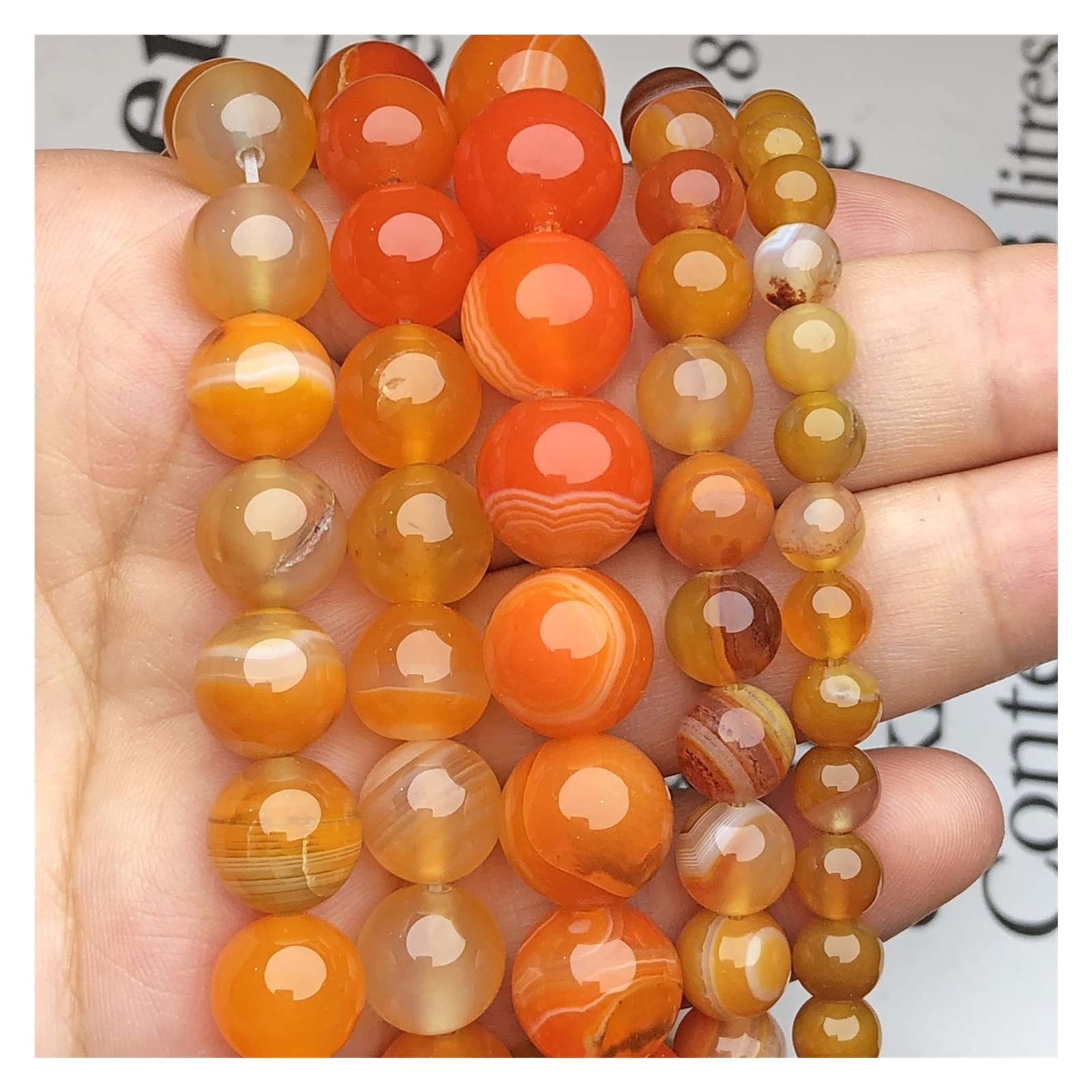 LYVQZPWLRpiedras preciosas de piedra natural, Cuentas espaciadoras sueltas redondas de ágata anaranjada de piedra natural for hacer joyas, accesorios de pulsera DIY Z923(6mm 6063pcs)