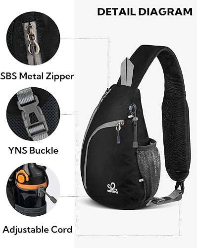 Miniatura 4 de WATERFLY - Bolso cruzado tipo bandolera pequeño, mochila resistente al agua, ligera, para hombro y pecho, mochila de día para hombres y mujeres,