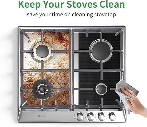 Miniatura 7 de Fundas para quemadores de estufa, forros para quemadores de estufa de gas, 8 protectores de estufa de gas de 0.008in, 10.6 x 10.6 pulgadas,