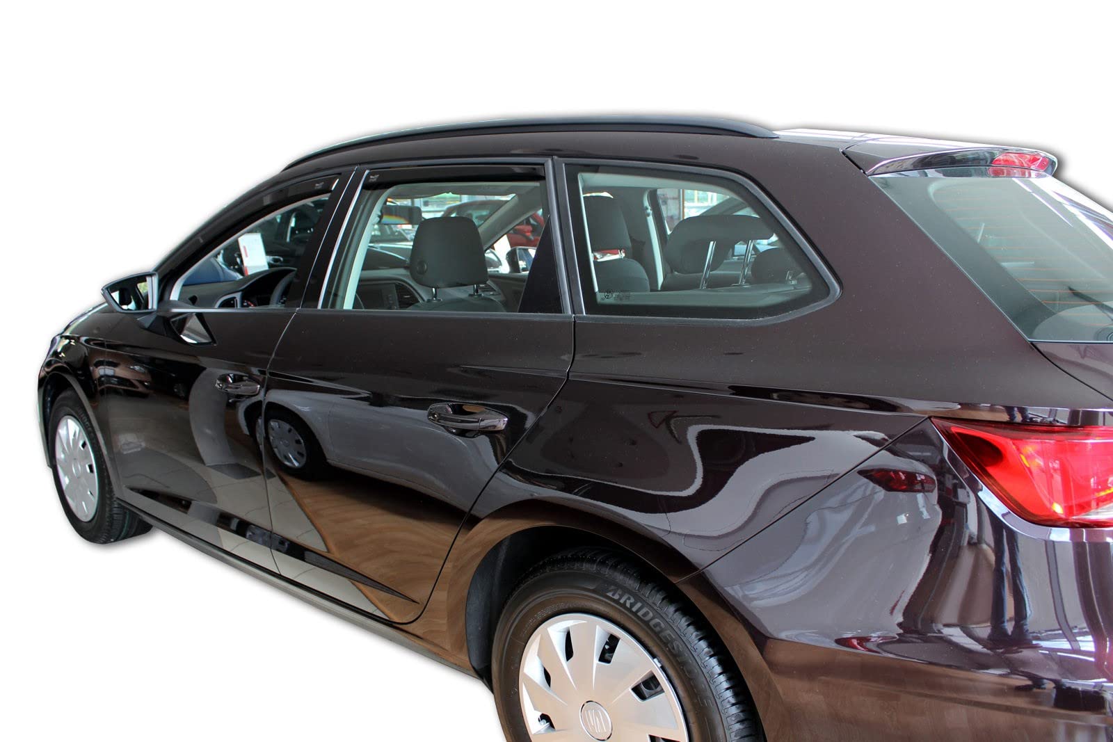 J&J AUTOMOTIVE Windabweiser passend für Seat Leon 3 ST Kombi 2013-2020 4tlg, Heko Regenabweiser Vorne Hinten Getönt Dunkel Passform