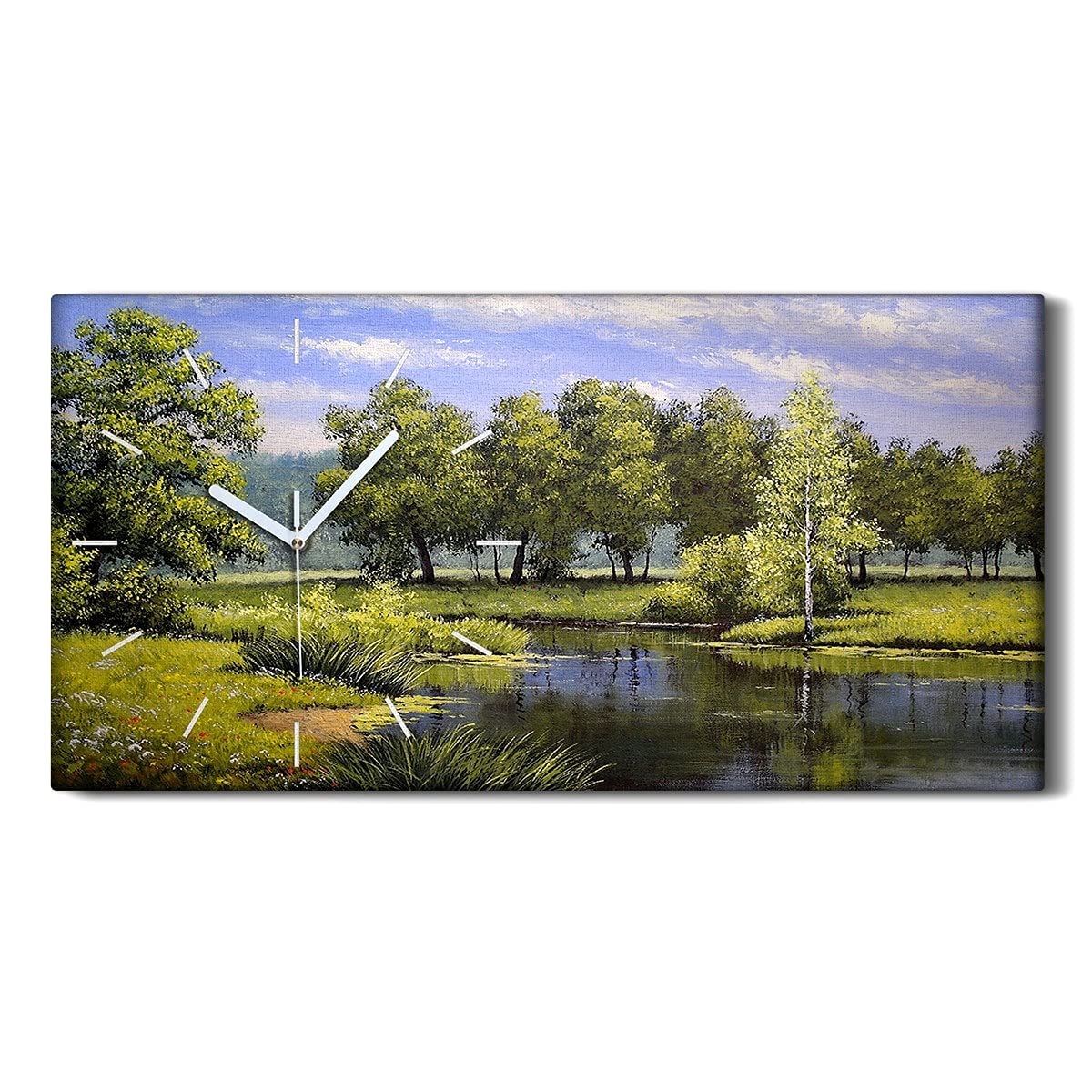 Horloge sur Toile 60x30cm Coloray Eau d'huile Grand Tableau Mural