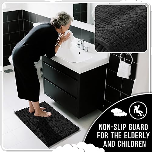 Miniatura 6 de Yimobra Alfombra Corredor de Baño 70x24 Pulgadas - Tapete de Baño de Chenilla Extra Largo Antideslizante, Suave y Absorbente, Lavable a Máquina,