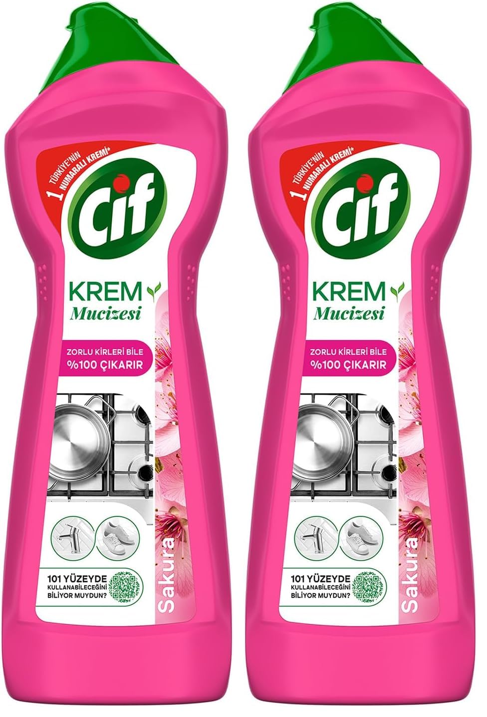Cif Krem Mucizesi Sakura Parfümlü Yüzey Temizleyici 750 ml 2li paket