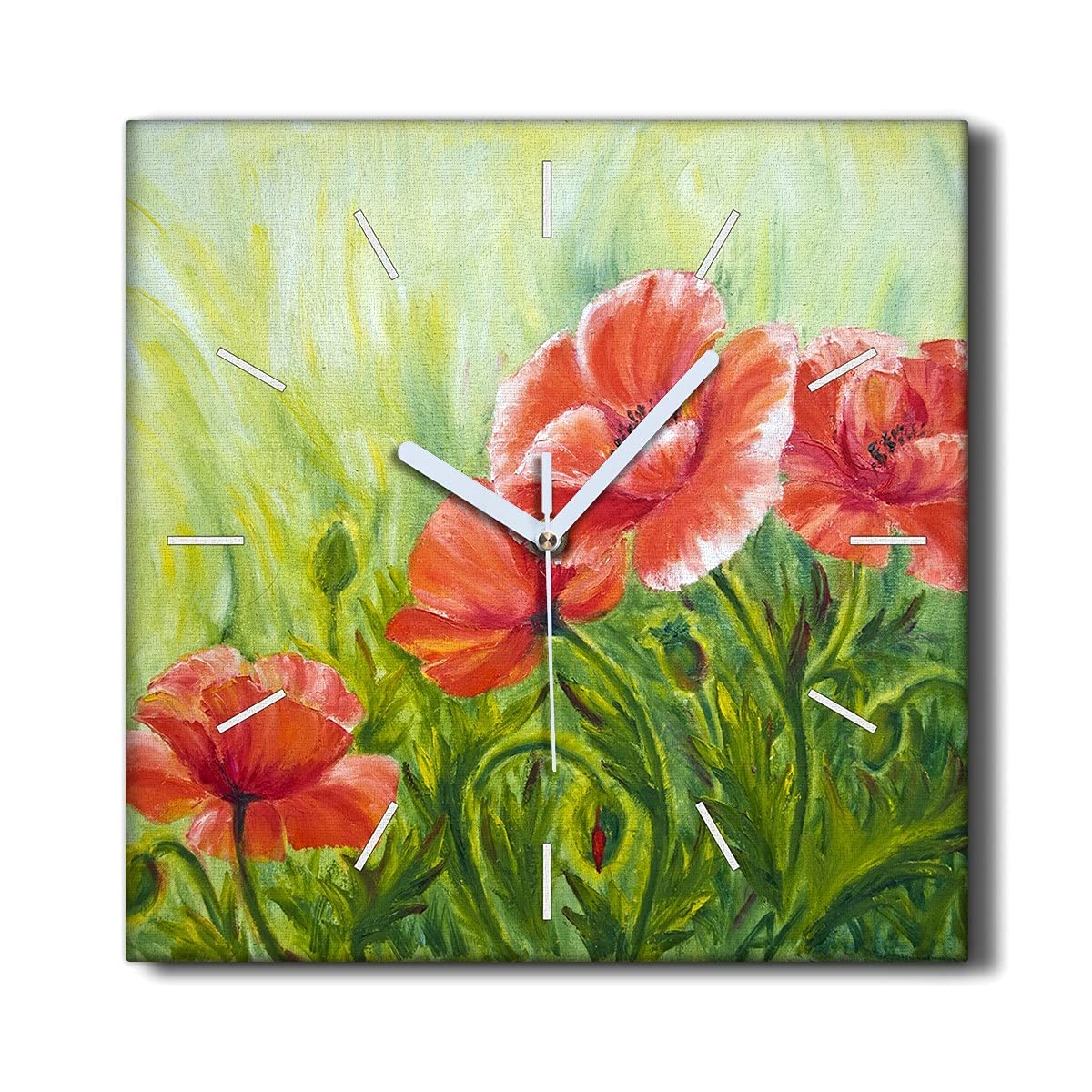 Horloge sur toile 30x30cm coquelicots sans tic-tac salon Coloray
