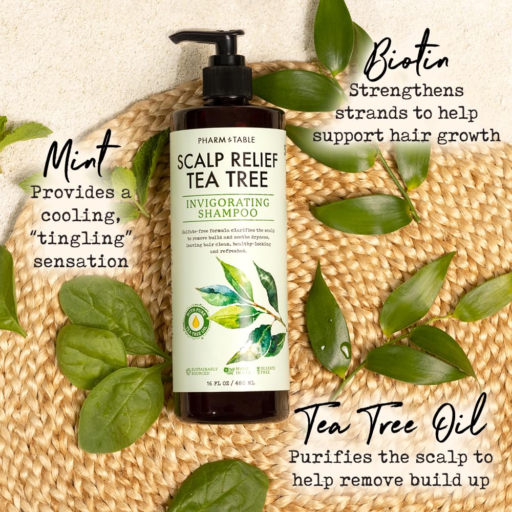 Tea Tree Shampoo For Men and Women, Deep Cleansing Sulfate-Free Formula - Relief for Dry Itchy Scalp - Infused with Tea Tree oil, Mint, Biotin and Vitamin E, 16.2oz - Image 3