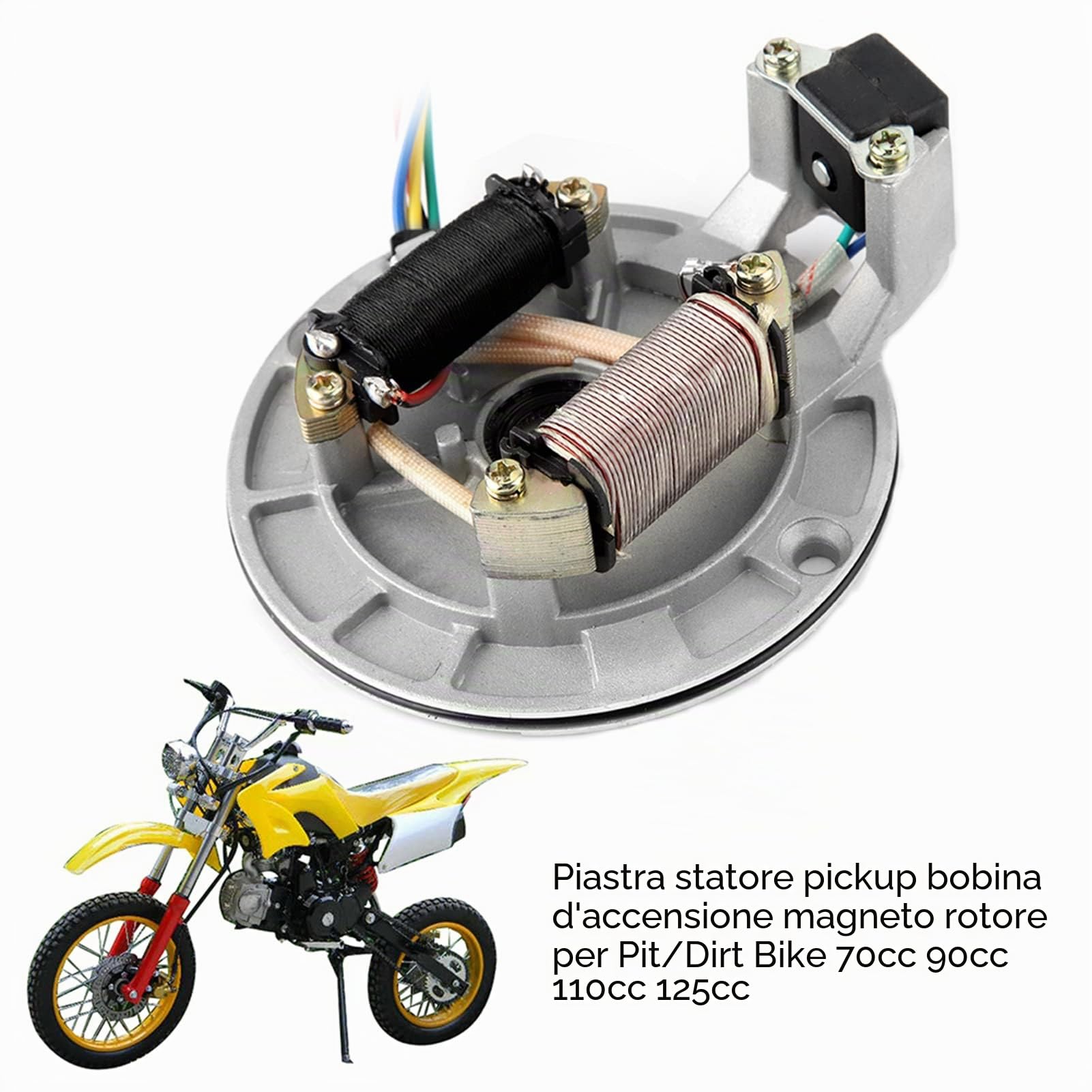 Pit Bike Stator 140 + bobina di statore, pickup piastra statore magneto bobina di accensione rotore per Pit/Dirt Bike JH70 + piastra statore pitbike