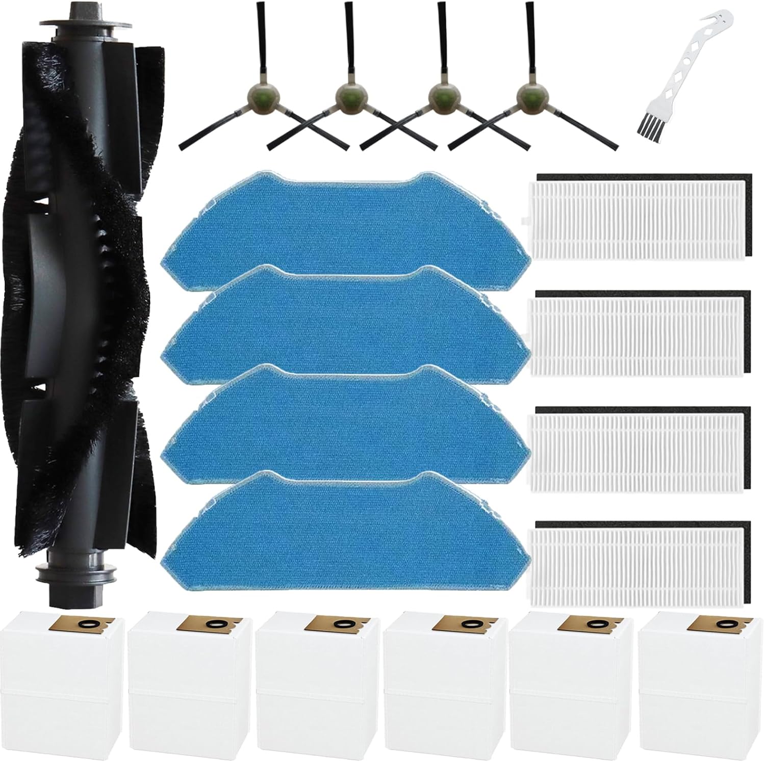 20 Pack Replacement Accessories Kit for Lefant M2 Pro / M2S Pro Vacuum Cleaner, 1 Main Brush 4 Side Brush 4 HEPA Filter 4 Mop Pads 6 Dust Bags 1 Cleaning Brush