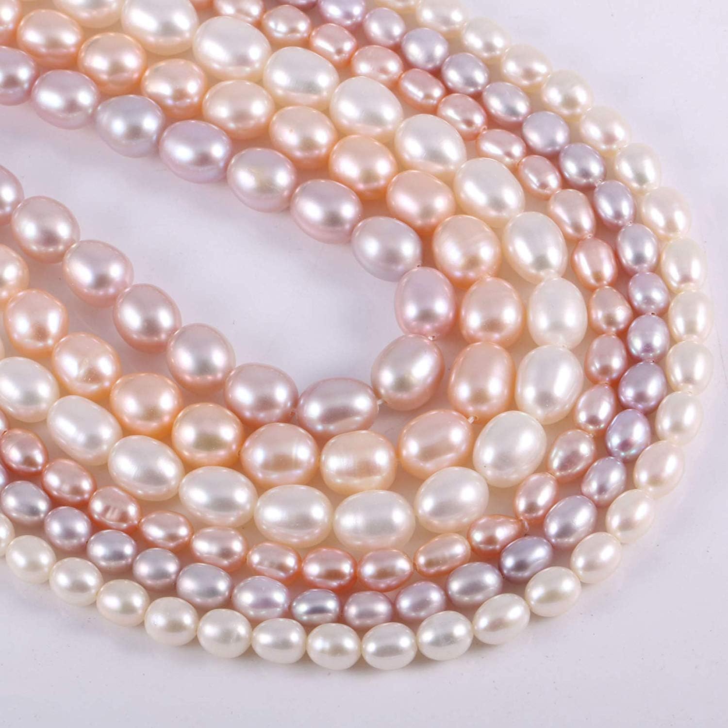 Natural Pearl Freshwater Cultured Pearl Beads for Jewelry Making Oval Beads Punch Loose Beads Handmade DIY for Jewelry Making DIY Women Necklace Bracelet 14 inches - Image 7