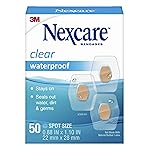 Nexcare Waterproof Clear Bandages, Covers And Protects, 360 Degree Seal Around The Pad Offers Protection Against Water, Dirt, And Germs, 0.88 x 1.1 in, 50 Count(Pack of 3)