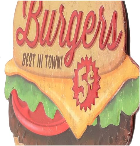 Miniatura 4 de Enjoy Our Burgers - Letrero de metal en relieve  Letrero vintage de hamburguesas para cocina o cueva de hombre, lo mejor de la ciudad