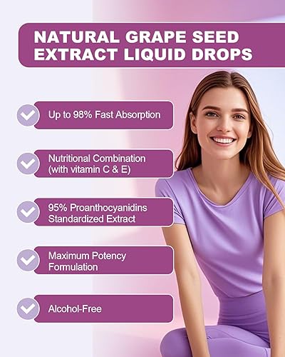 Miniatura 4 de Gotas líquidas de extracto de semilla de uva + aceite orgánico de gotas de orégano 300 mg de extracto de semilla de uva con vitamina C y E + 34 mg