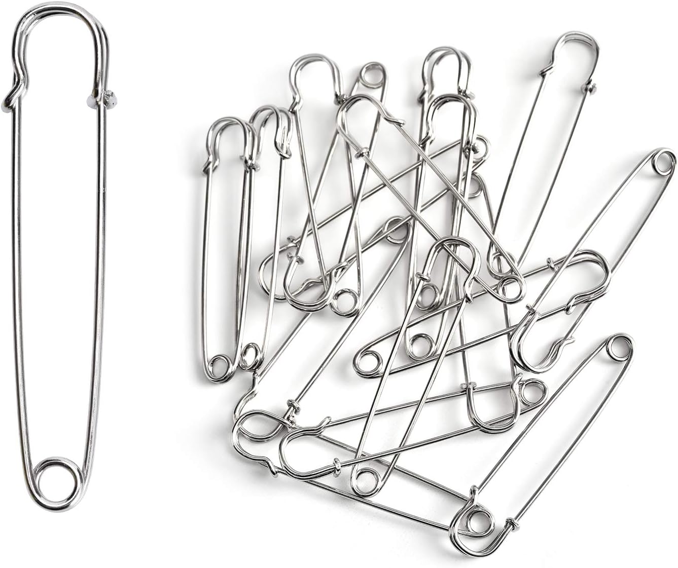 OfficePal 4 inches Heavy Duty Safety Pins in a Box Container, Large, Extra Strong Steel Metal Spring Lock Pin Fasteners for Quilting, Blankets, Crafts, Clothing, Upholstery (20 Count)