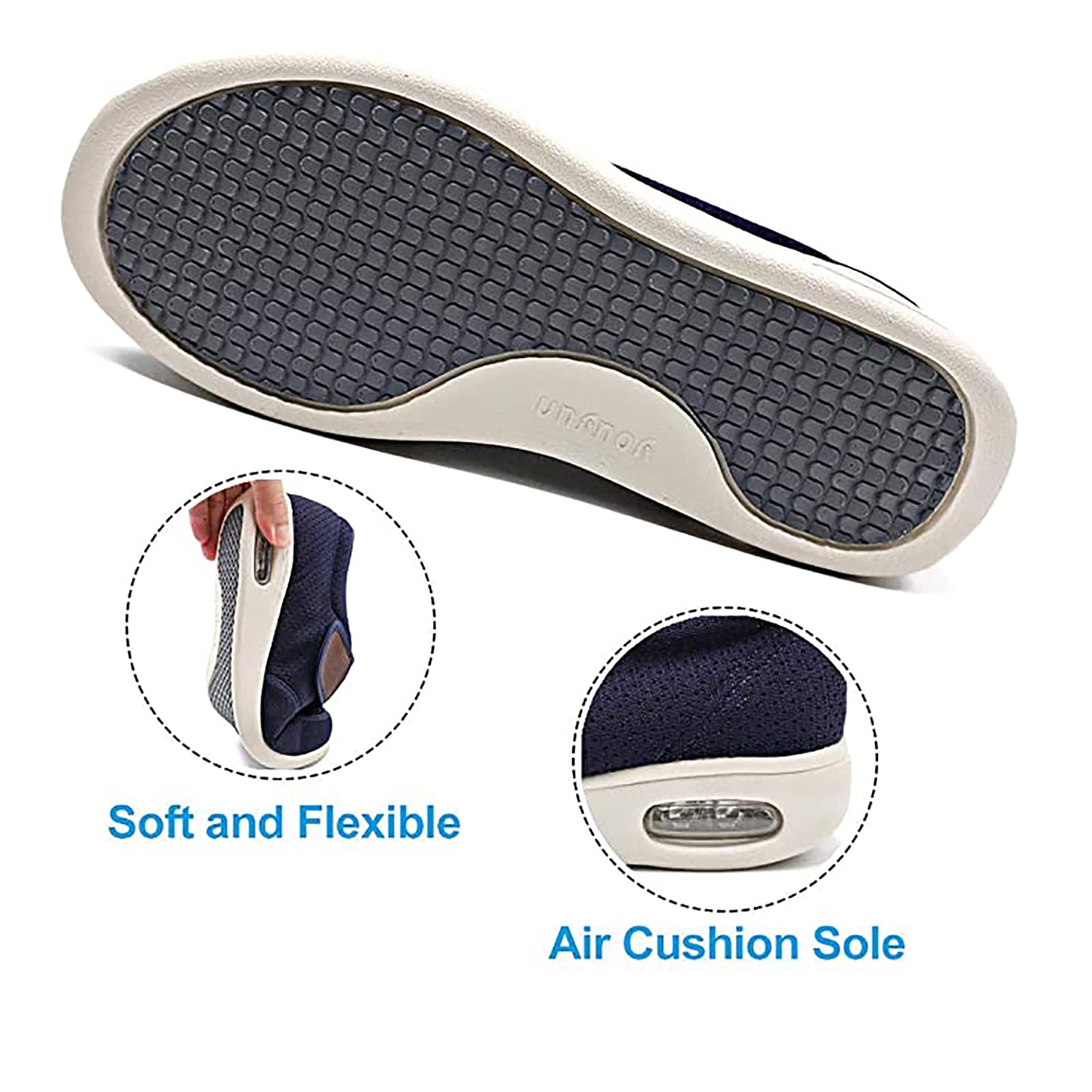 Hombres Zapatos Para Edema Diabético Ligero Caminando Respirable Zapatillas Anchas Correa Ajustable Cierre Para Ancianos, Pies Hinchados, Fascitis Plantar,Gray04,51
