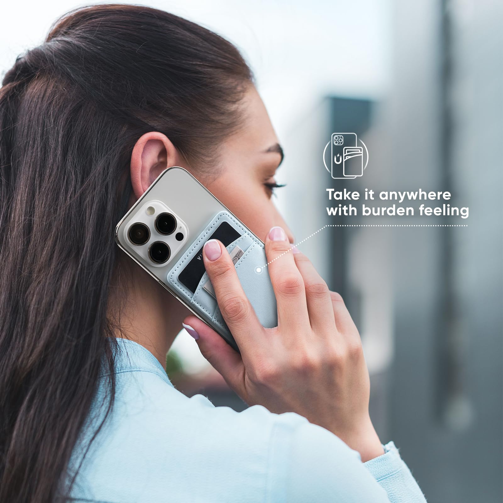 VULKIT Portefeuille Cuir Magsafe pour Femme avec Blocage RFID Porte-Cartes Smartphone (Bleu)
