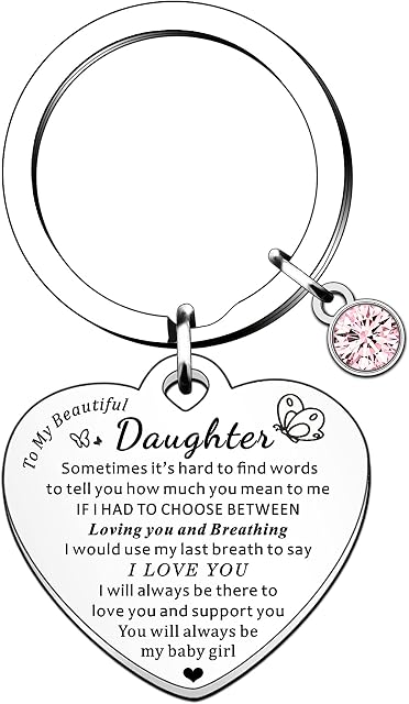 HULALA Daughter Keyring Keychain Gifts from Mum Dad for Birthday Christmas Wedding to My Beautiful Daughter I Love You Present