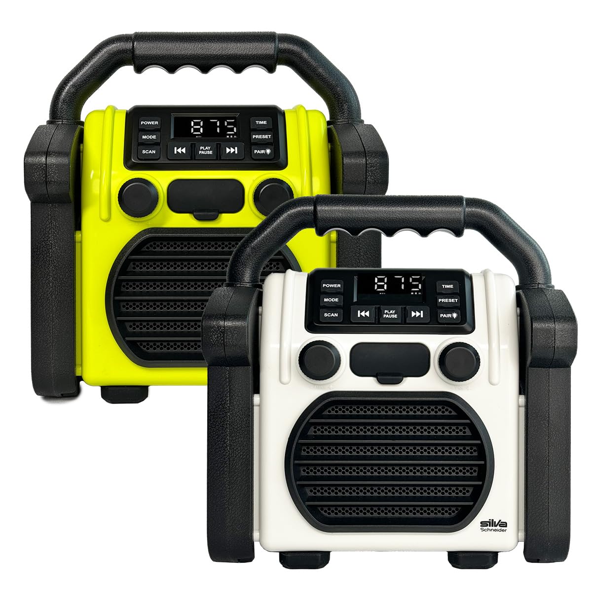 Silva Schneider BR 230 BT offwhite Radio de Chantier FM USB, Bluetooth Fonction réveil, Fonction de Charge de la Batter