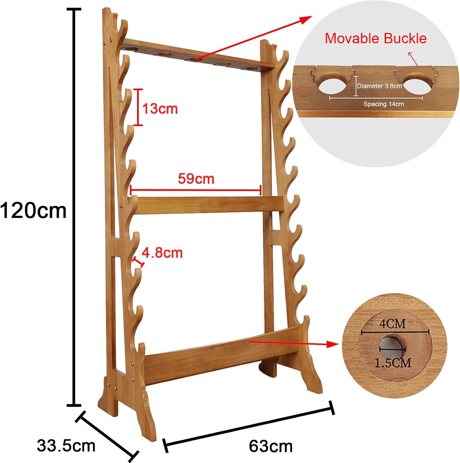 Sword Stand Vertical | Wooden Katana Stand, Sword Display Stand 10~Layer 5 Hole Samurai Sword Stand Display, Sword Rack Floor Standing Sword Holder, Large Sword Storage | Multilayer Lightsaber Hangers