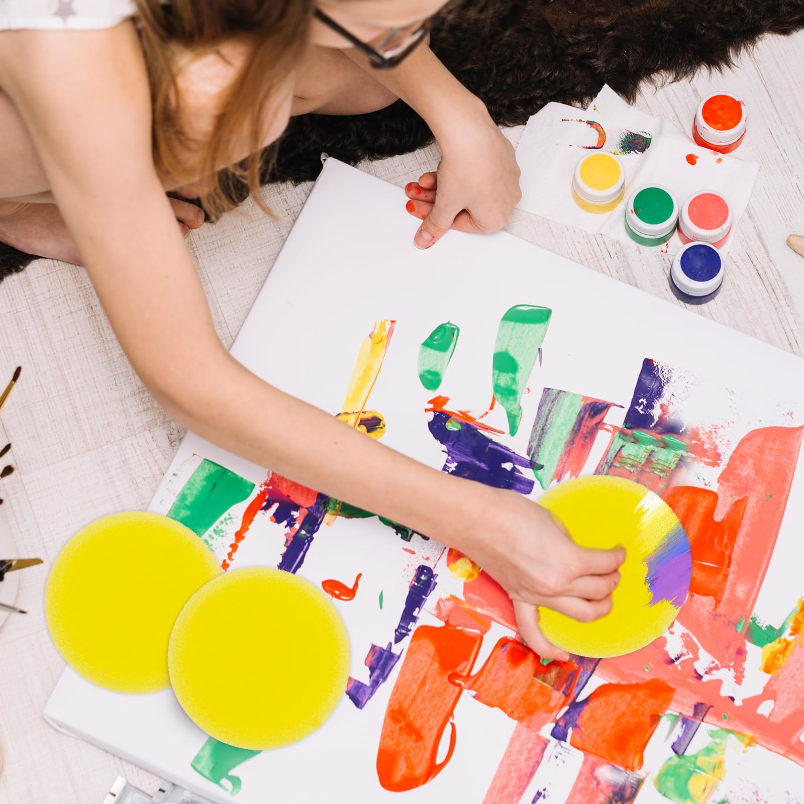 Lot De 10 éponges Synthétiques Rondes Jaunes Pour Peinture Et Artisanat 7 Cm~p138413461