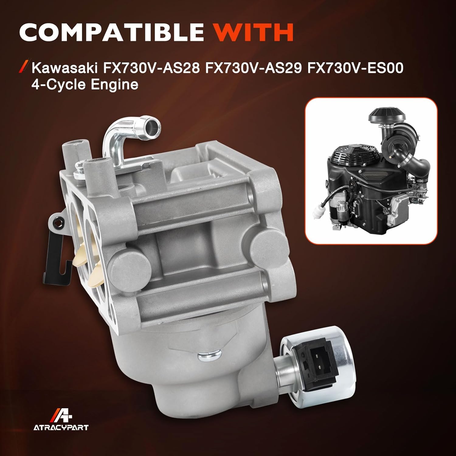 Carburetor Compatible with Kawasaki FX730V-AS28 FX730V-AS29 FX730V-ES00, Replaces #15004-1011 15004-1025 15004-0930 15004-7082 15004-7051, Carb with Fuel Pump & Spark Plug Kit