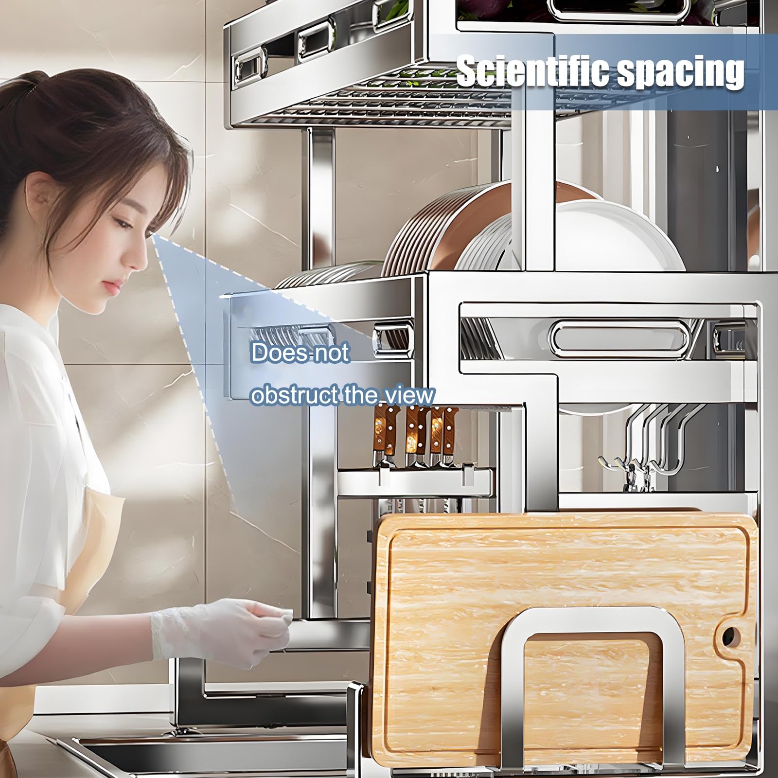 Escurridor de platos – Estante de almacenamiento de metal sobre el fregadero para platos, vasos, cuencos y cubiertos – Organizador de encimera que ahorra espacio – 26 pulgadas