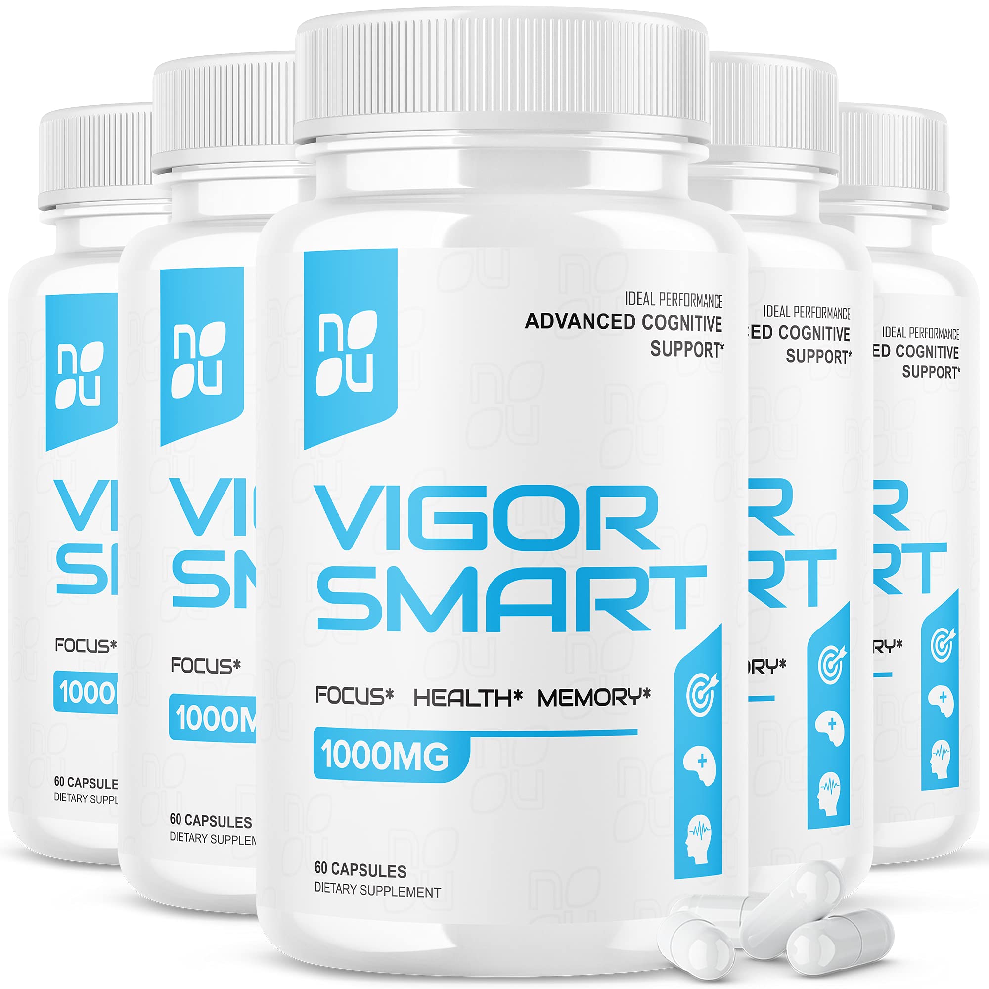 IDEAL PERFORMANCE (5 Pack) Vigor Smart Brain Booster Pills Advanced Cognitive Focus Support 1000mg (300 Capsules)