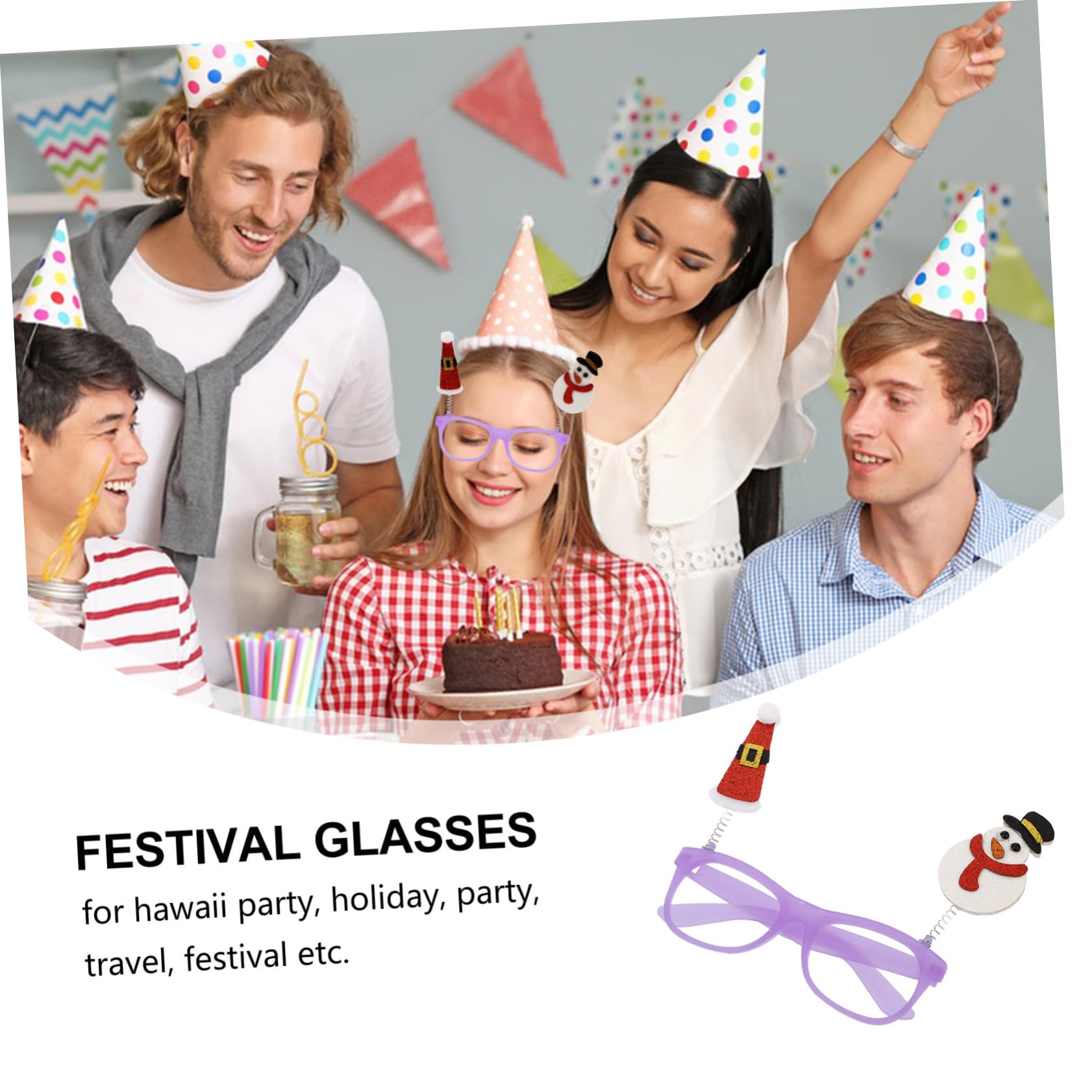 CONGARTENO Snowman Christmas Glasses Festive Costume Eyewear Glitter Frame Holiday