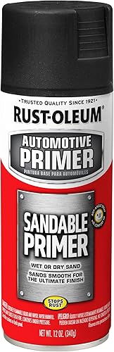 Rust-Oleum 249418 Pintura en aerosol para imprimación lijable automotriz 12 onzas líquidas paquete de 1 color negro