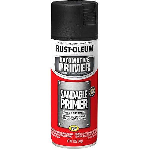 Rust-Oleum 249418 Automotive Sandable Primer Spray Paint, 12 Ounce, Black, 12 Fl Oz
