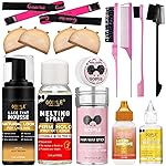 Lace Tint Melting Hair Mousse for Women Hair Wigs Lace Wigs Toupees and Hairpieces Natural Finishing Lace Color, Lace Tint Mousse for Wigs Lace Melting Spray Set (Light Brown)