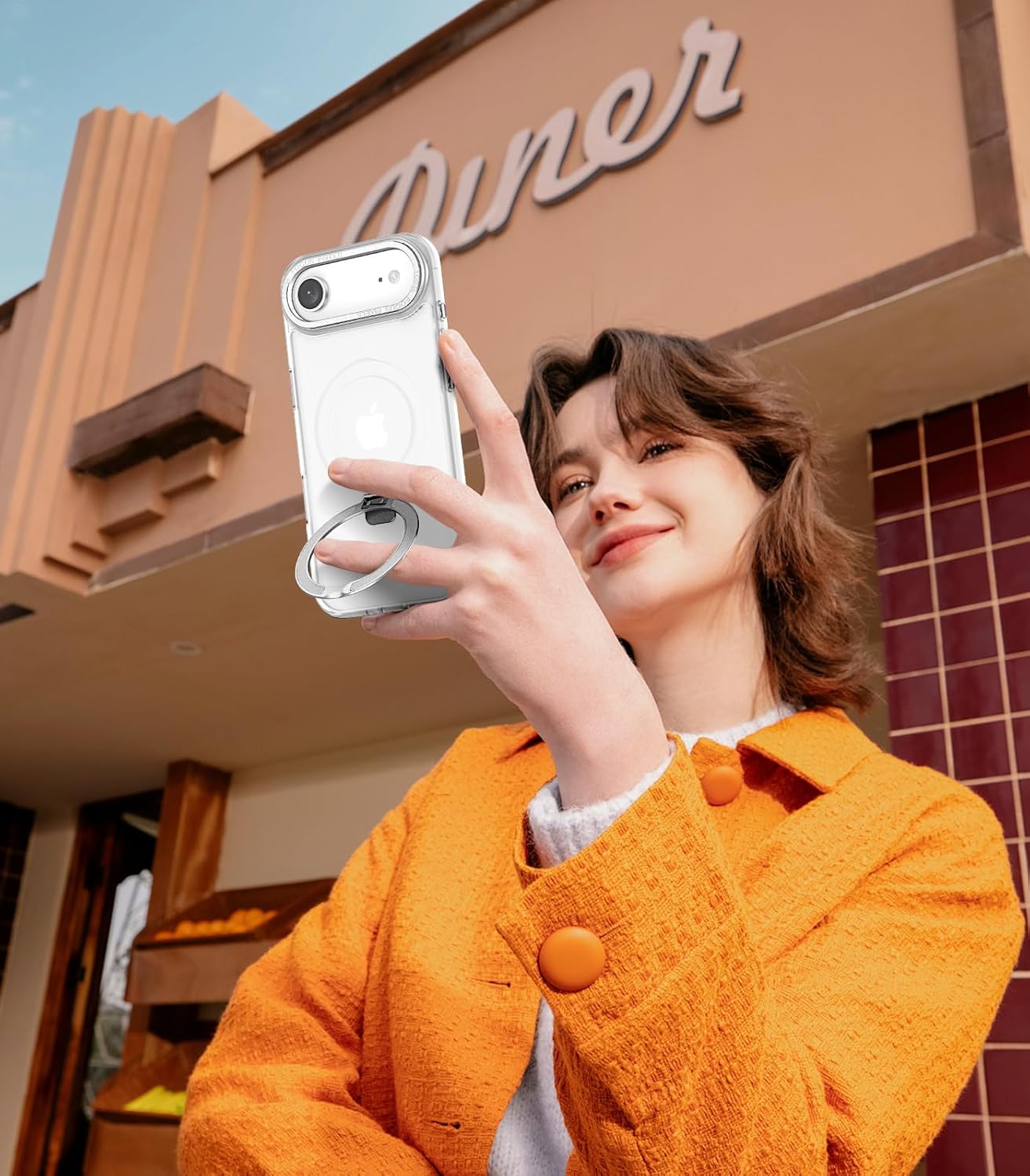 Magnetic for iPhone Air Case with Ring Stand, [10 FT Drop Protection] [Velvety Touch] Slim Translucent Matte Back Shockproof Phone Case for iPhone 17 Air 6.5'', Frosted White - Image 7