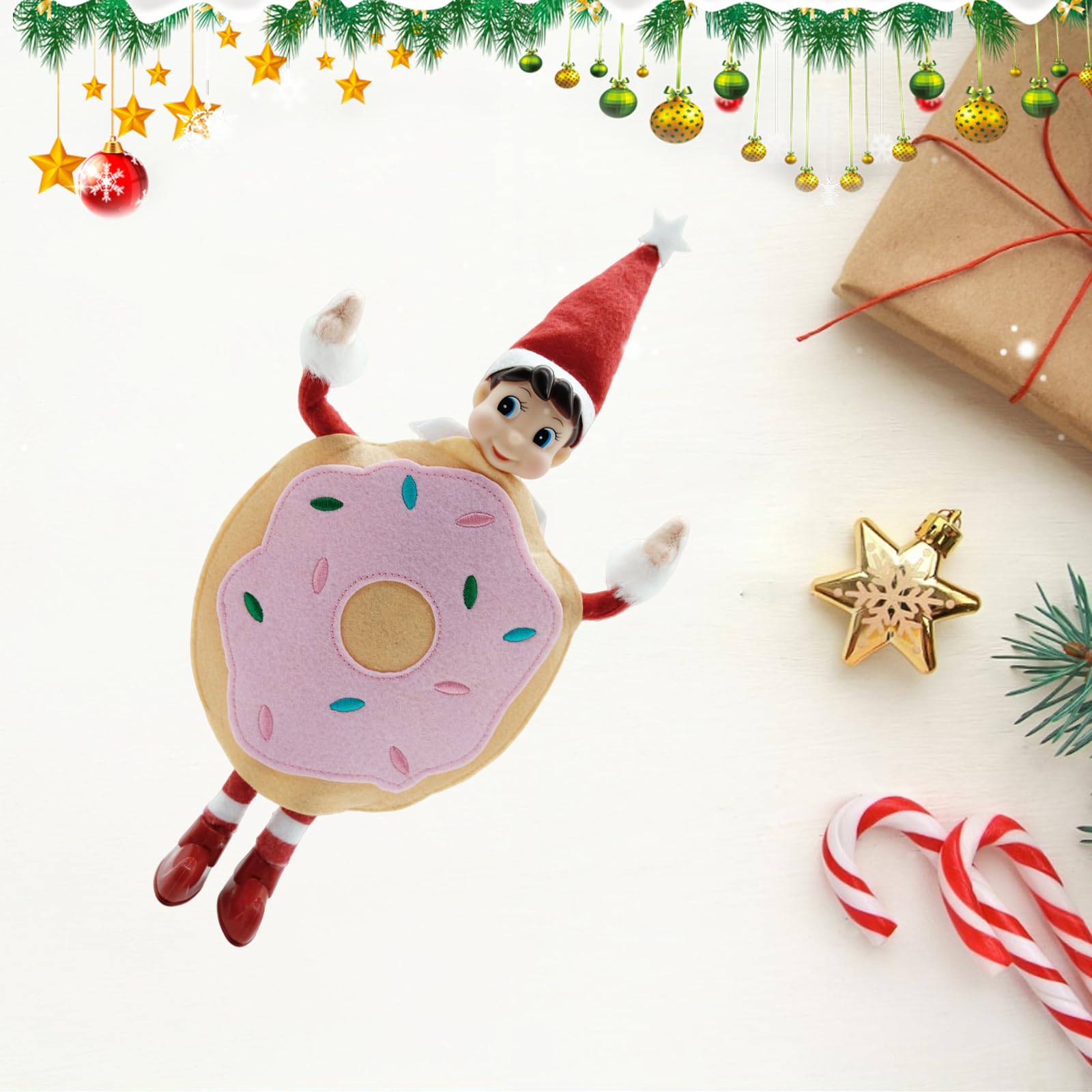 Accesorios de muñeca de elfo de Navidad, hermosos trajes de costura de dona para niños o niñas, muñeca no incluida 6