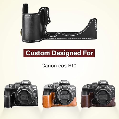 Miniatura 2 de Rieibi Funda EOS R10 - Media funda de piel sintética de calidad para cámara sin espejo Canon EOS R10 - Negro