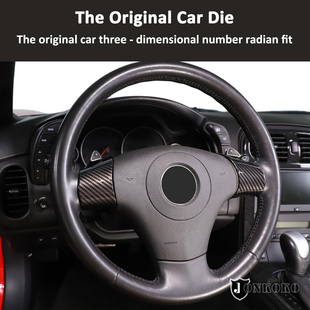 Car Steering Wheel Button Frame For Chevrolet Corvette C6 2005-2013 Car Steering Wheel Panel Protection Sticker Interior Accessories（Without holes） (Carbon Fiber)