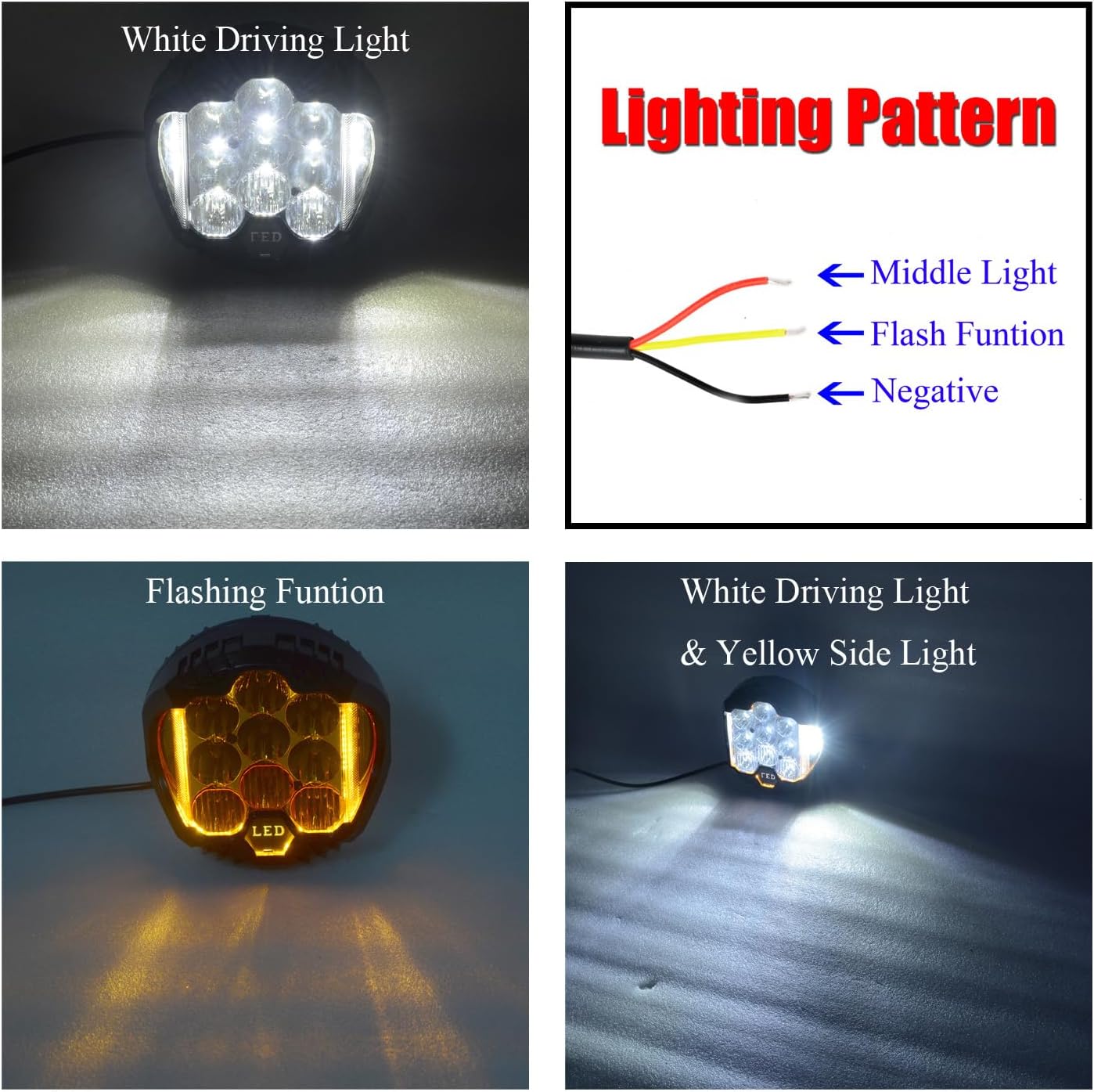 9 Inch LED Light Pods Side Shooter Round Light Bar, White/Amber Fog Light Spot Beam Offroad Flashing Driving Lights for Utv ATV 4x4 Truck Boat Motorcycle