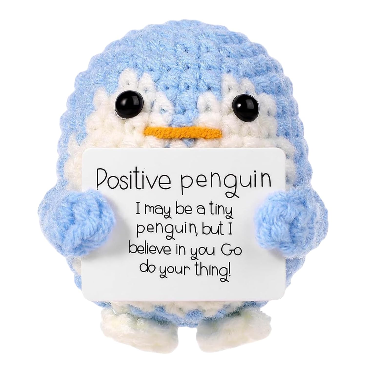 Zibuyu® Handmade Crochet Penguin Toys Desk Decor with Positive Message Card | Cute Motivational Crochet Toys, a Gift for t...
