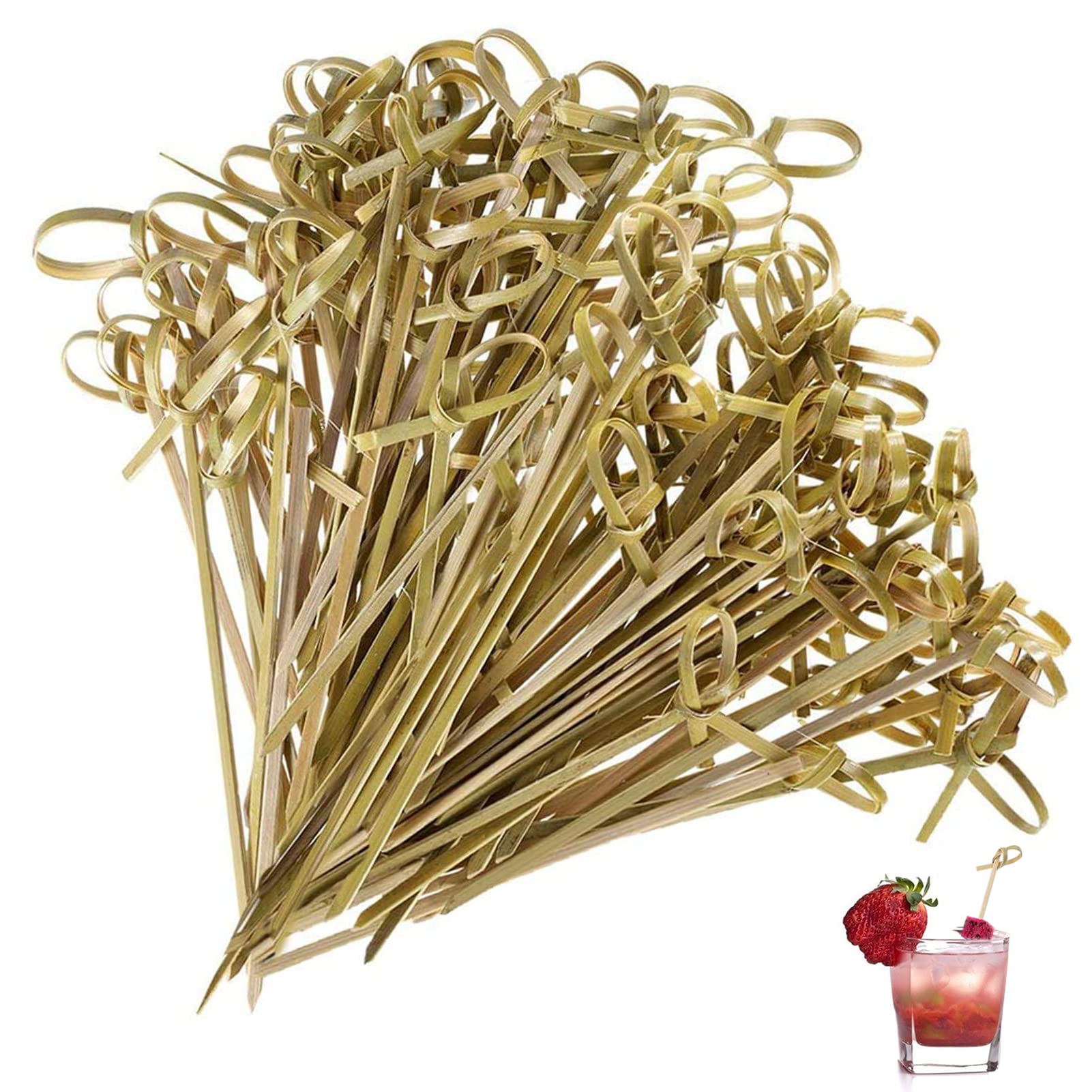 Nuqin 100Pcs Exquisite and Tenacity Bamboo Cocktail Sticks Hygienic Tasteless Cocktail Sticks for Food Decoration Skewers Perfect for Cocktail Cake Fruit Platter Parties and Barbecue