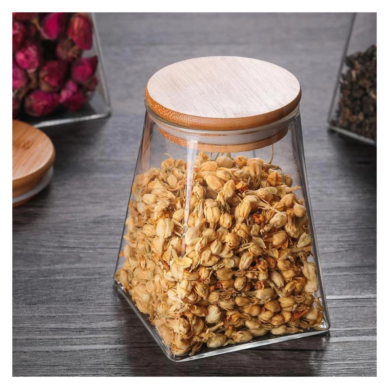 Kaffeebohnen Vakuumversiegelter Tank Transparentes Glas Lebensmittelvorratsgläser Haushaltsluftabsaugung Luftdichter Behälter für Kaffeebohnen, Zucker(550ml)