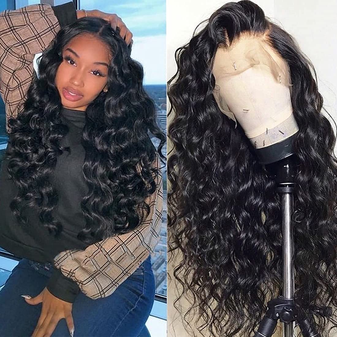 Amazon.com : UNICE Body Wave 13x4 Transparent Lace Front Wigs Human Hair  Pre Plucked with Baby Hair for Women 10A Brazilian Virgin Hair Wavy Lace  Frontal Wig 150% Density 22 inch :