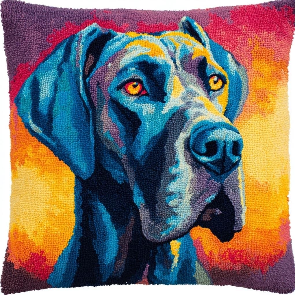 Henypt Latch Hook Pillow Kit,43x43cm,Great Dane