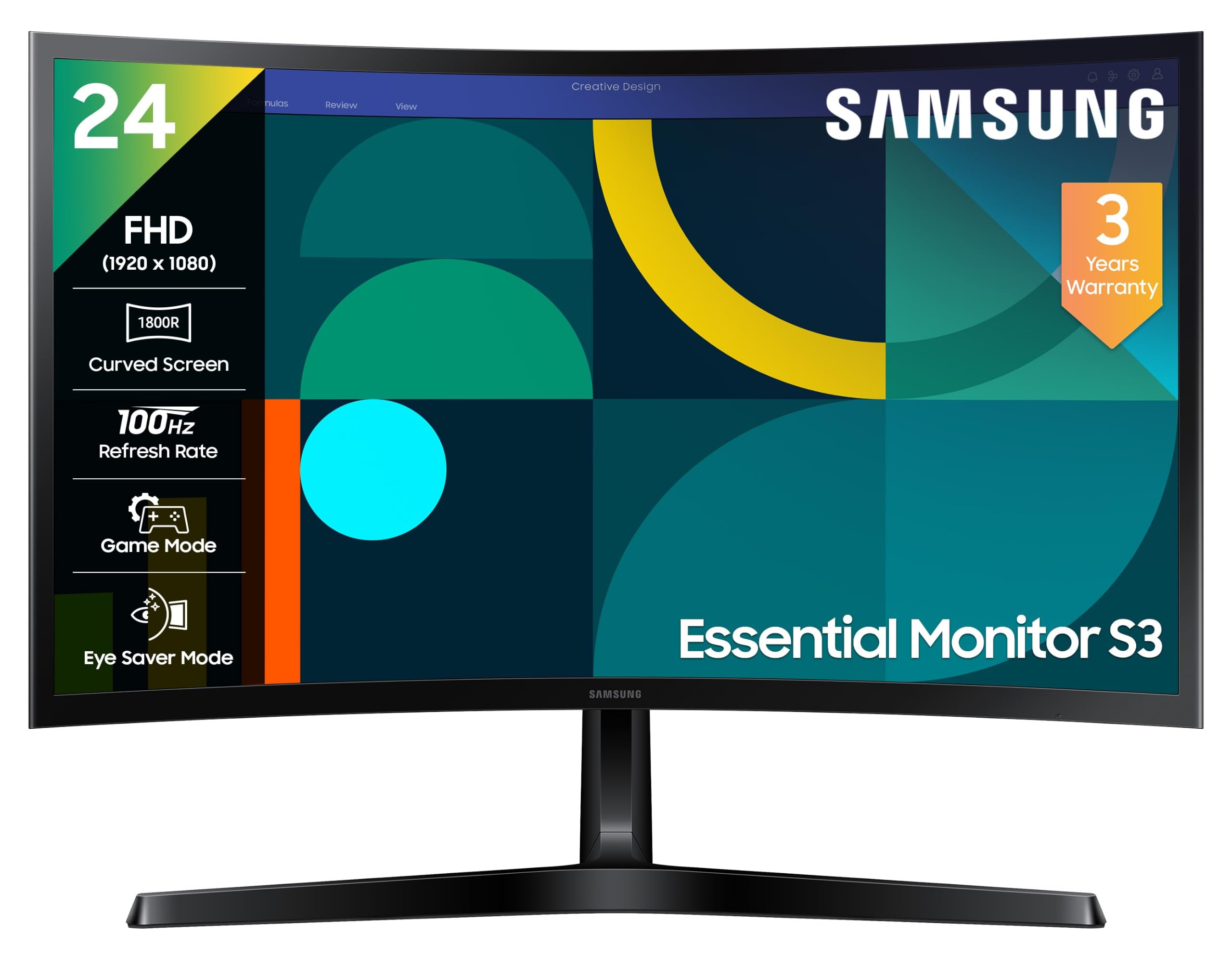 Samsung 24" Curved Monitor 1800R 100Hz 4ms Black - Image 1