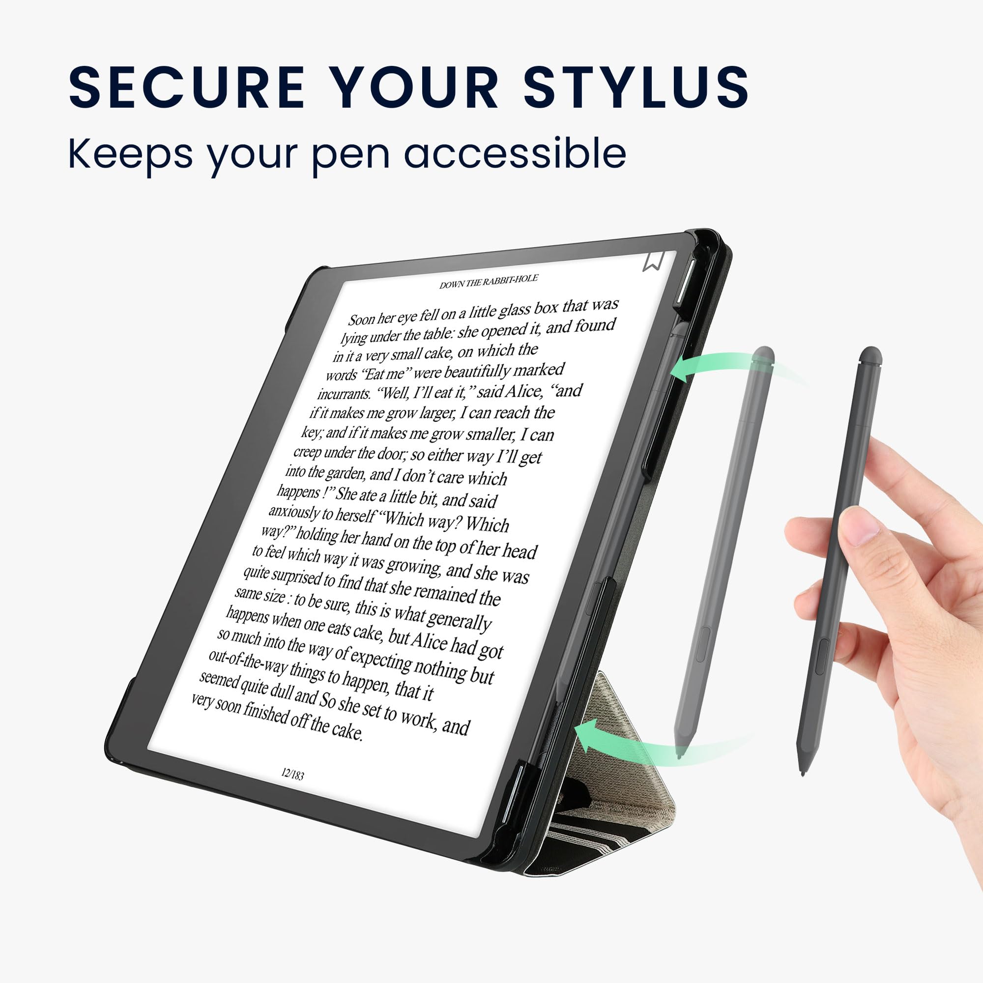 kwmobile Etui ochronne do czytnika e-booków kompatybilne z Amazon Kindle Scribe (2022/2024) - etui ze sztucznej skóry do czytnika e-booków z podwójnym stojakiem i uchwytem na długopis - czytająca
