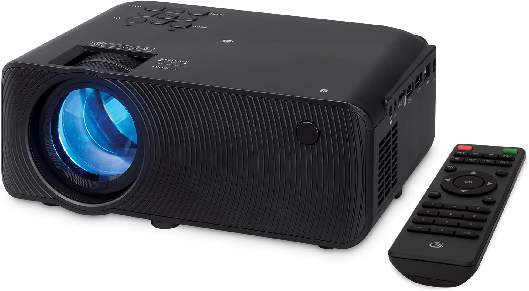 Mini Projector with Bluetooth, USB and SD Media Ports, Includes Remote (PJ609B), Black
