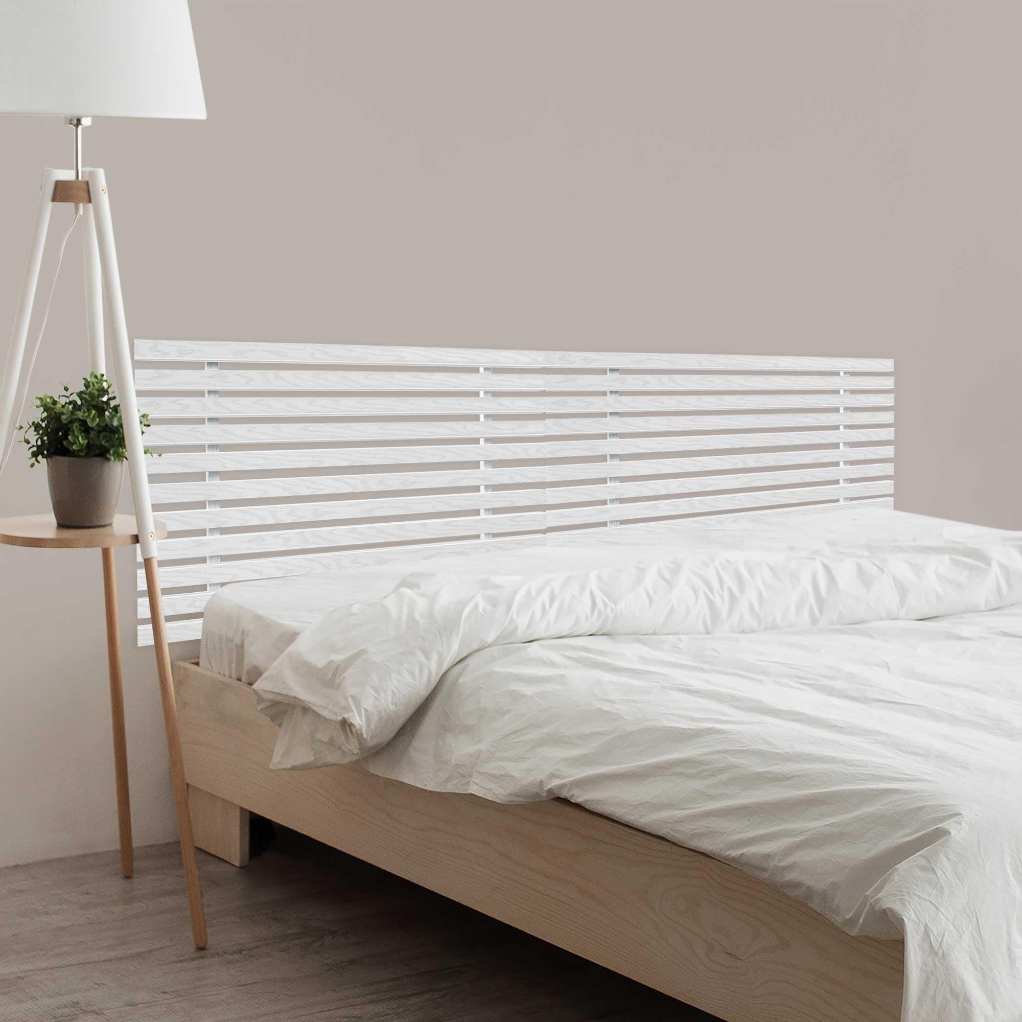 DHOME Headboard in Recycled MDF Japanese Style Dual Pallet Divided into 2 Pieces Bed Pallets Hardware Included (160 cm Dual, White Wood)