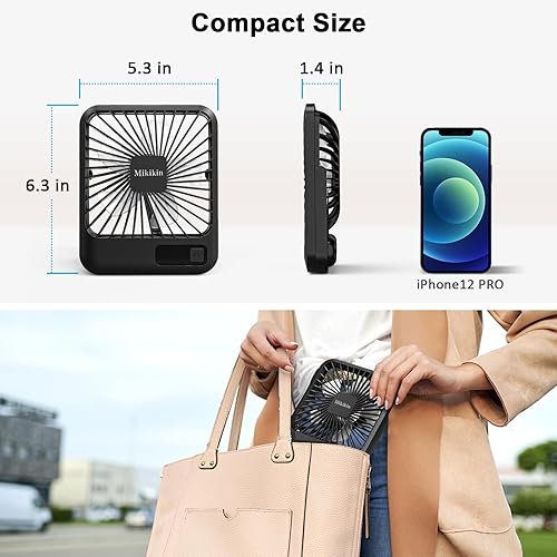 Miniatura 4 de Ventilador de escritorio que funciona con pilas, ventilador recargable USB portátil, ventilador personal plegable de 2000 mAh con inclinación de 180