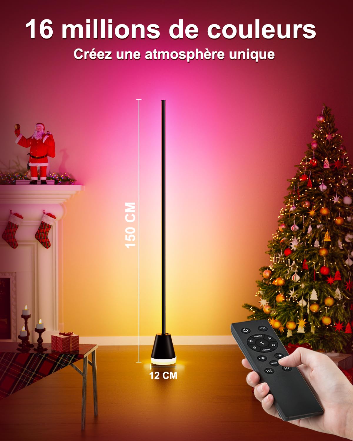 Keepsmile Smart Corner Stehlampe,16 Millionen Farben wechselnde RGB LED lampe mit Fernbedienung und APP,Moderne stehlampe dimmbar für Schlafzimmer mit Musik Sync,Time,floor lamp für Party