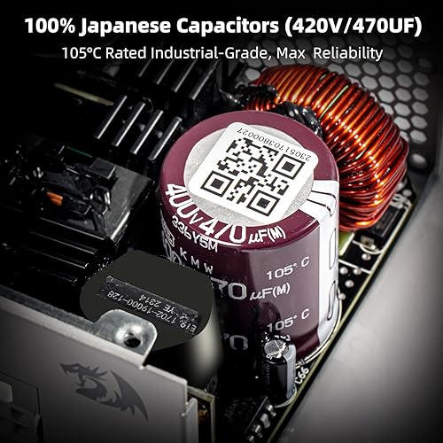 Miniatura 10 de Redragon RGPS-650W 80+ Gold Fuente de alimentación ATX totalmente modular de 650 vatios con certificado 80 Plus Gold, tamaño compacto de 6.299 in y