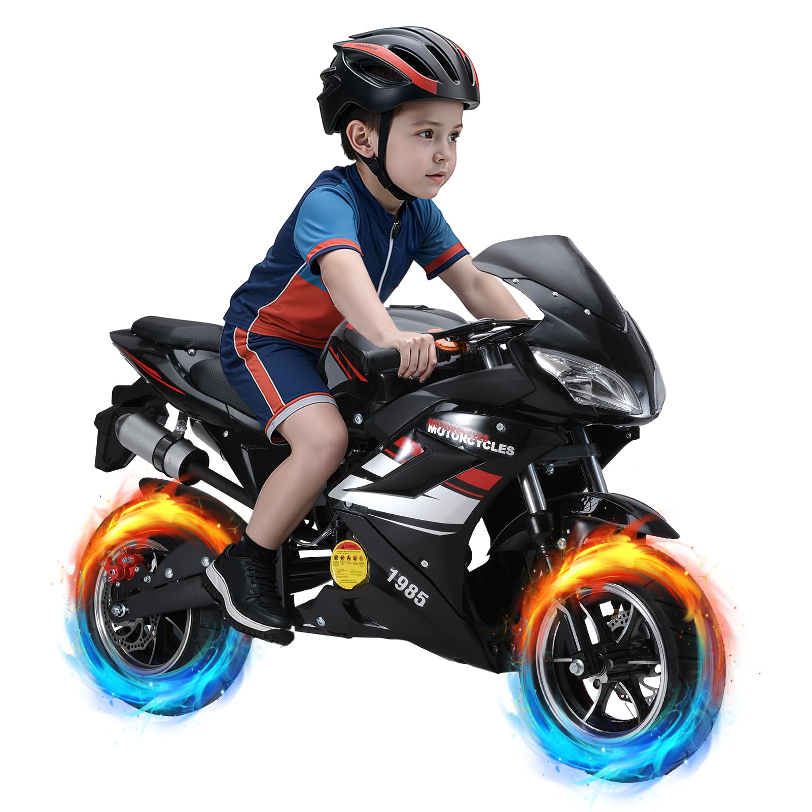 49cc 4-Stroke Dirt Bike for Kids, Mini Pit Bike, Motor, Pocket Rocket Motorcycle, 8 Inch Wheels Mini Motorcycle, Gas Pocket Motorbike with Front Rear Disc Brakes, Dual Headlights