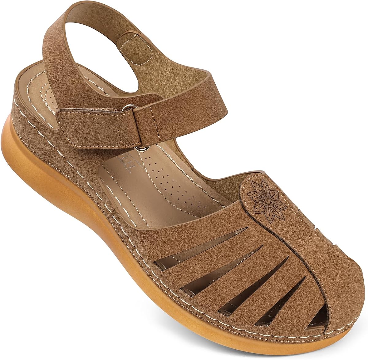 SHIBEVER Women Comfortable Flat Sandals: Closed Toe Dressy Summer Sandal | Fisherman Comfortable for 8+ Hours Walking - No Ankle Rubs for All-day Commutes Lightweight Casual Outdoor Shoes